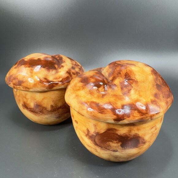 Italian Pottery Bread Pastry Cupcake Canister Jar Container Made In Italy Set 2 - Picture 11 of 13